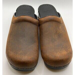 Dansko Unisex Sonja Clogs Mules Slip On Brown Oiled Leather Sz 40 EU 8.5 US
